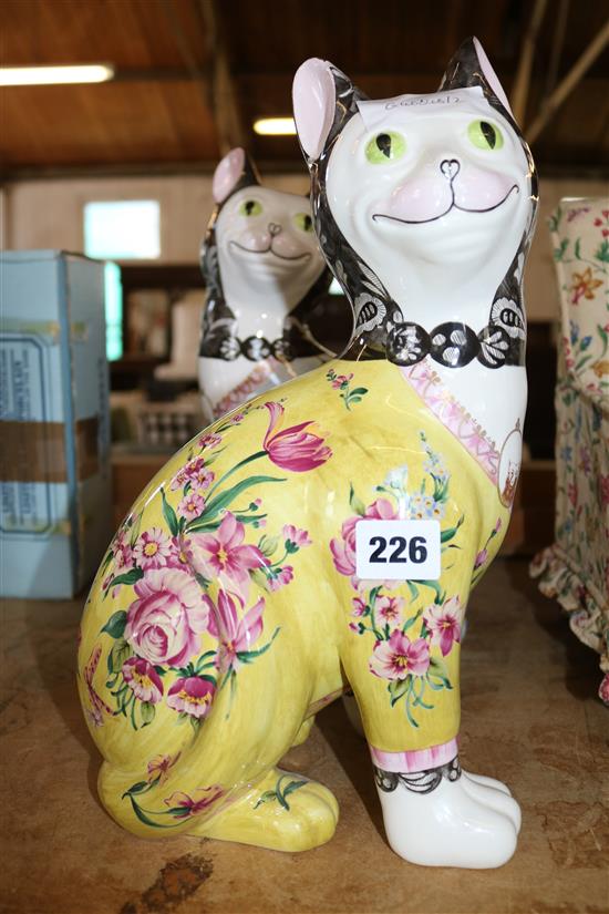 Pair of Galle ceramic cats